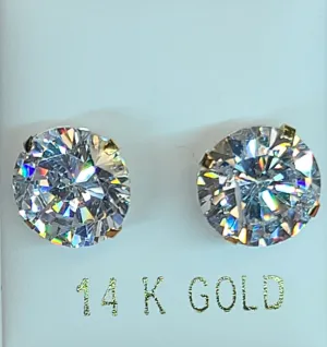14k Yellow Gold Circle Earrings with CZs