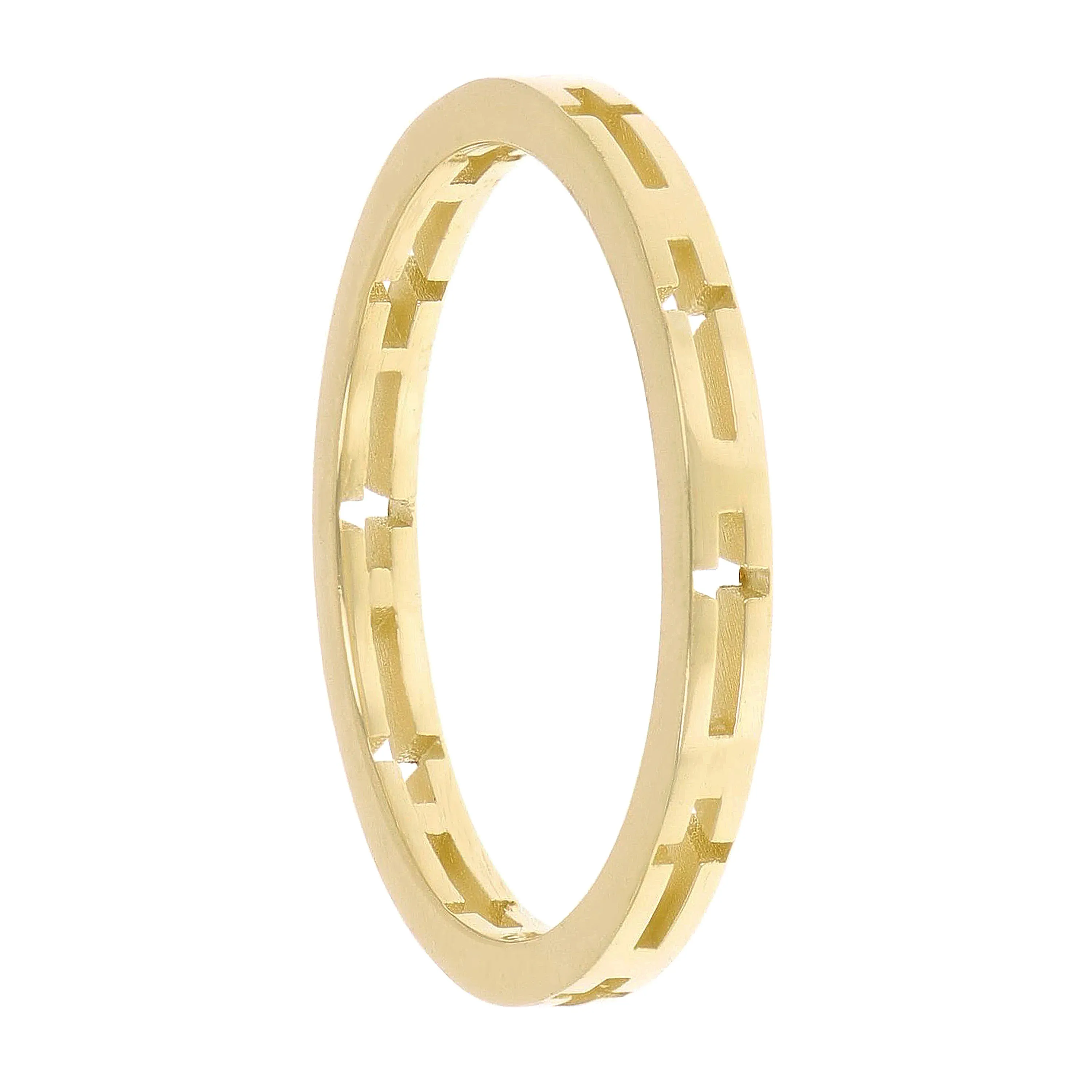 14k Yellow Gold Cutout Cross Ring Band Size 5.5 - 2mm 1.3 grams