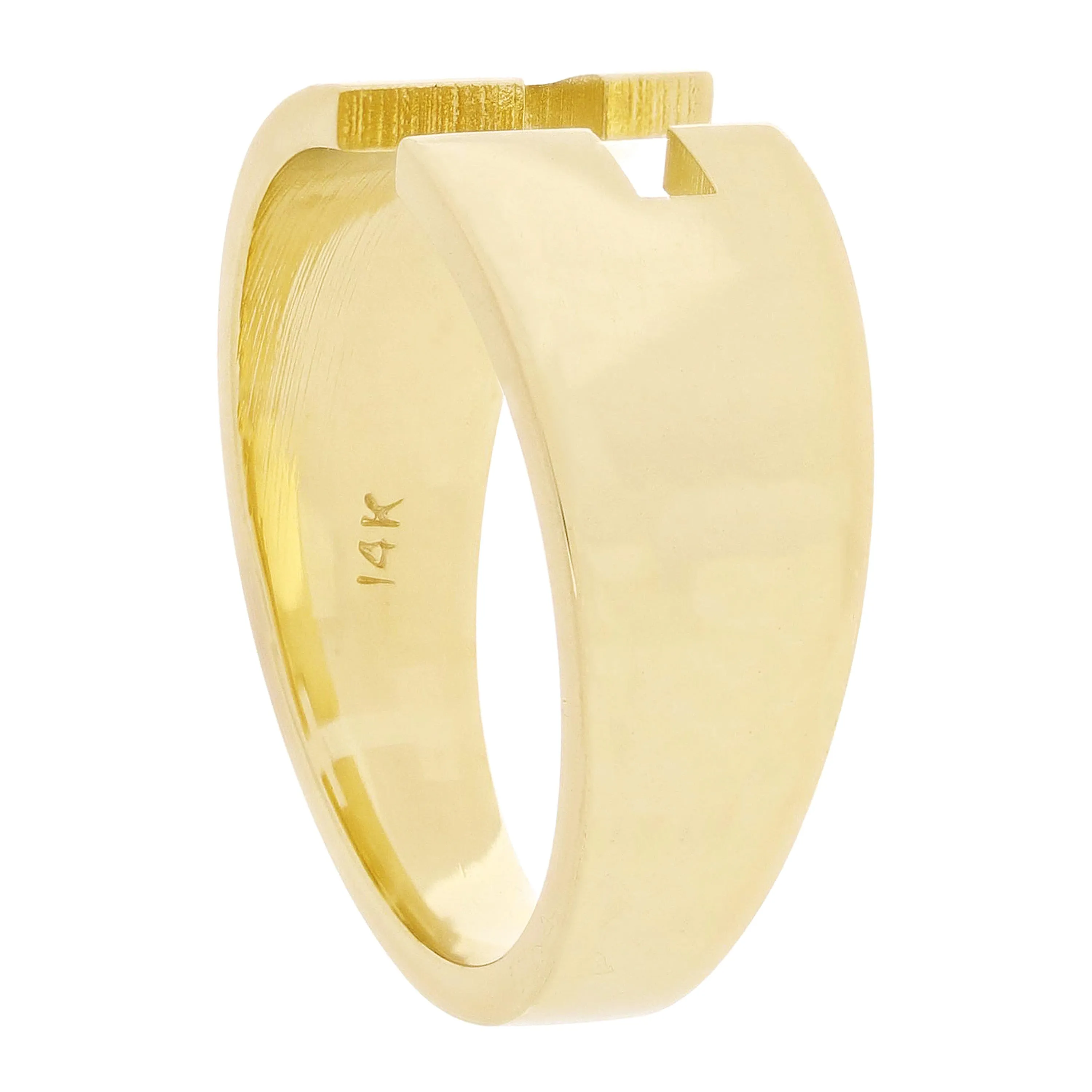 14k Yellow Gold Open Front Cut-out Cross Ring Band Size 8- 9.7mm 7.4 grams