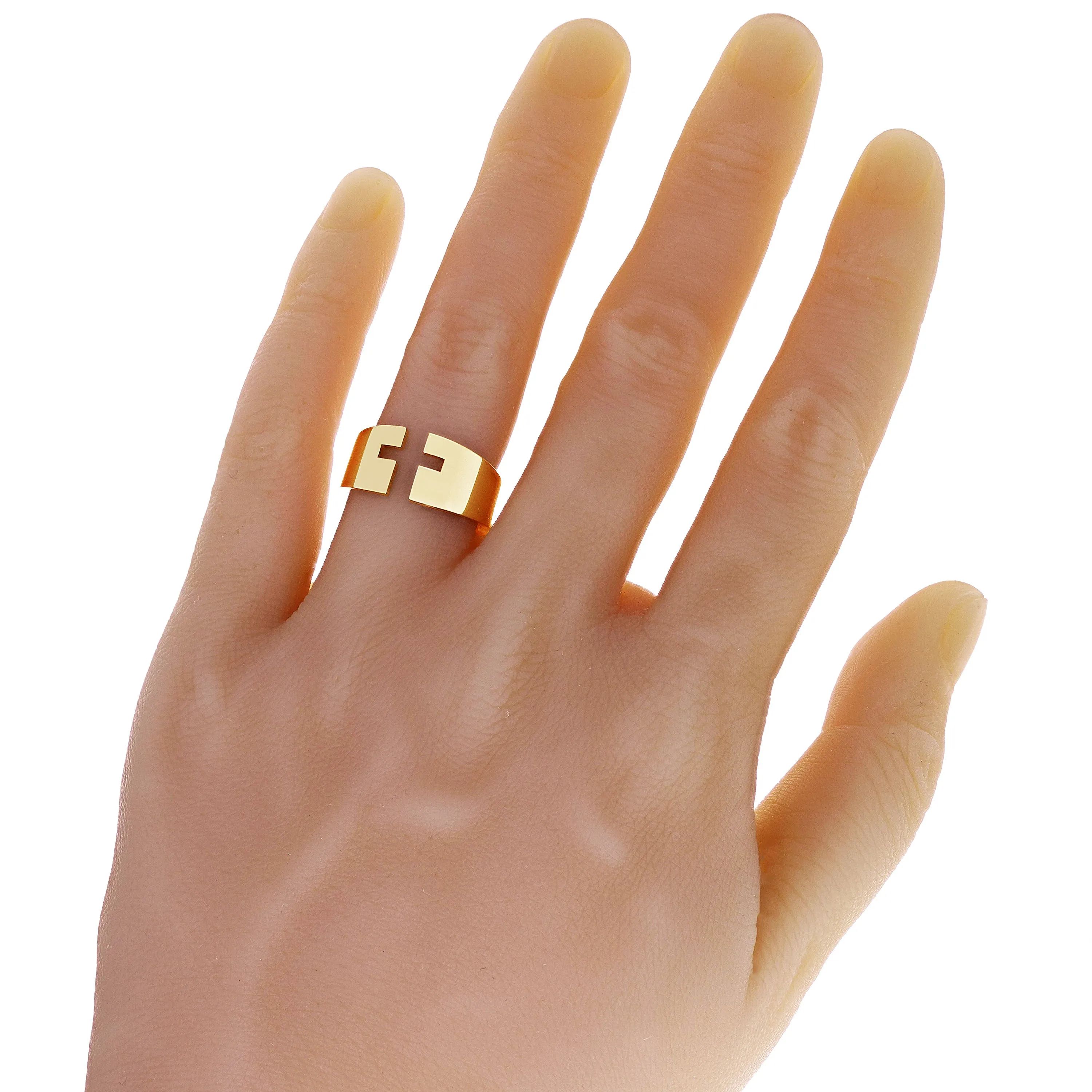 14k Yellow Gold Open Front Cut-out Cross Ring Band Size 8- 9.7mm 7.4 grams