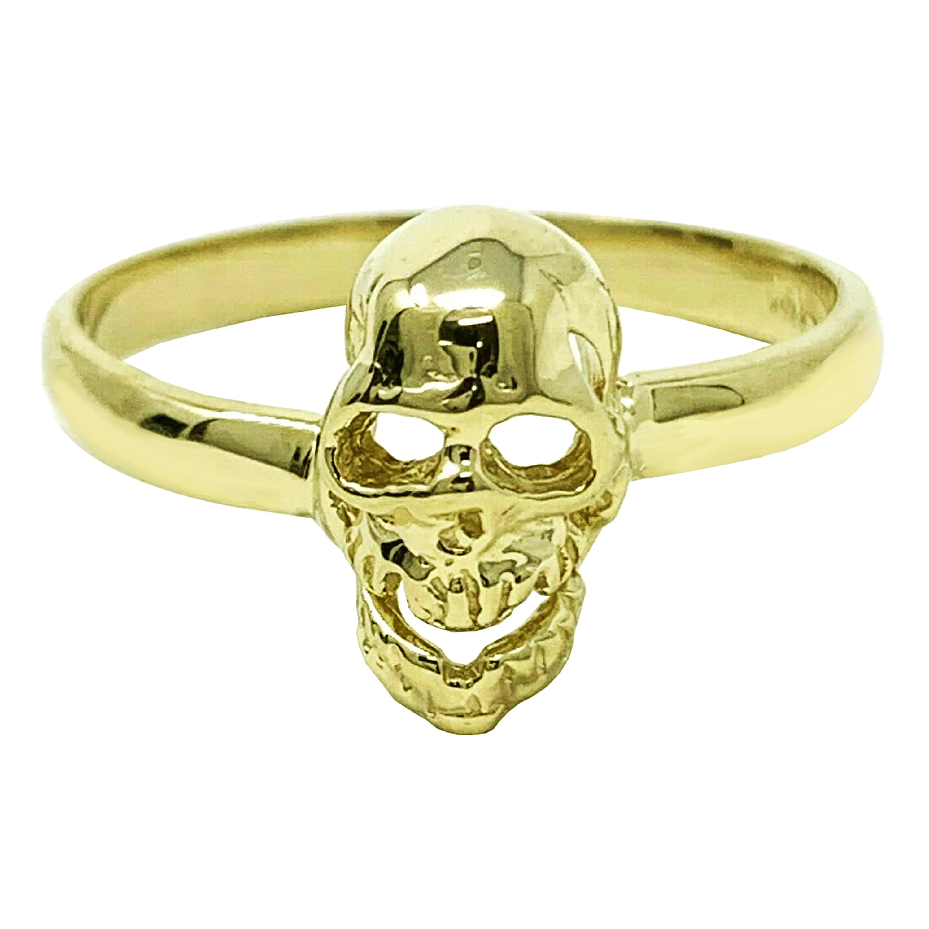 14k Yellow Gold Solid Skull Ring Sizes 7-13