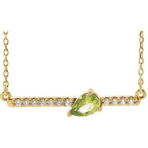 14K Yellow Peridot & 1/10 CTW Diamond 16" Necklace