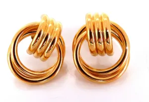 14kt Gold Circular Tube Earrings Knocker Classic