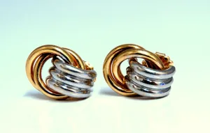 14kt Gold Clip earrings Circlular Knocker Two Toned
