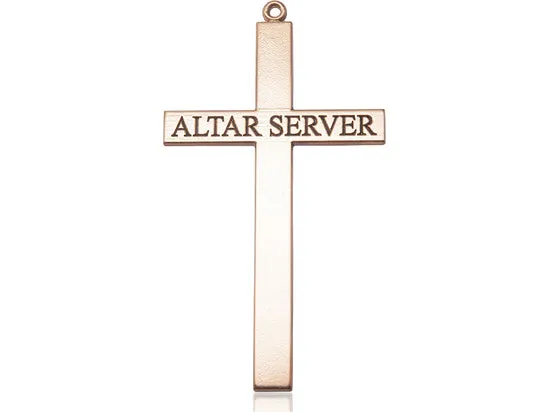 14kt Gold Filled Alter Server Cross Pendant on a 24 inch Gold Plate Heavy Curb Chain