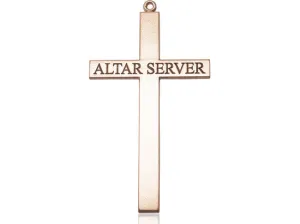 14kt Gold Filled Alter Server Cross Pendant on a 24 inch Gold Plate Heavy Curb Chain