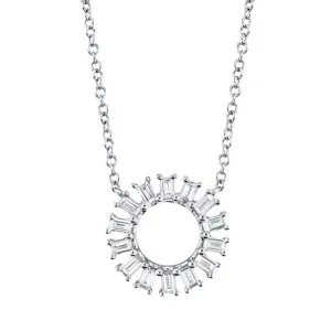 14kt White Gold Diamond Baguette Circle Necklace, 0.26TCW