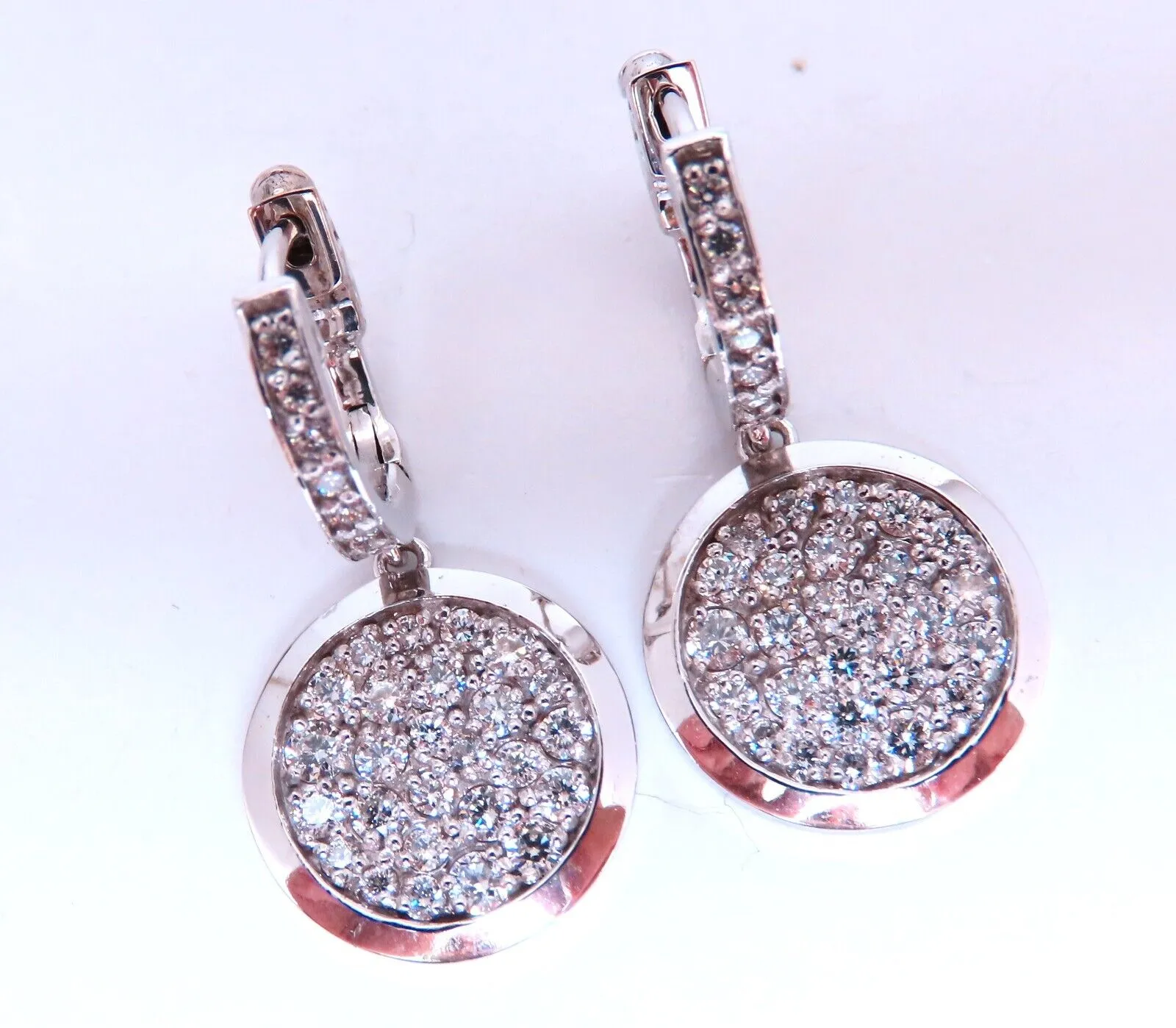 1.50ct natural diamonds dangle earrings 14kt circle dangles