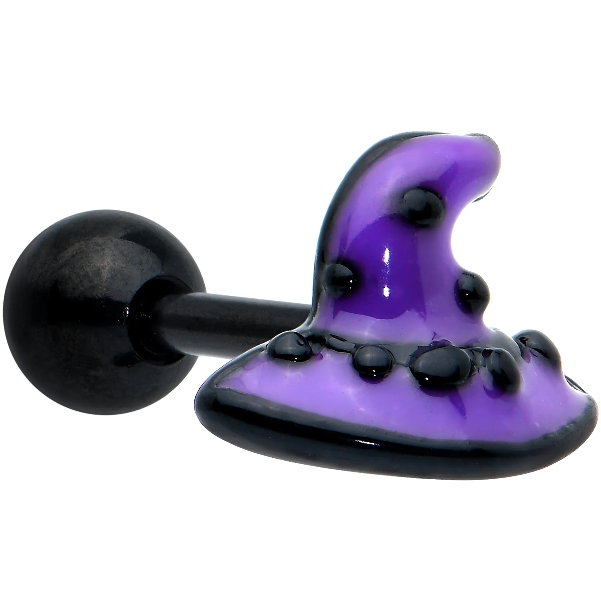 16 Gauge 1/4 Black Skull Pumpkin Cartilage Tragus Earring Set of 3