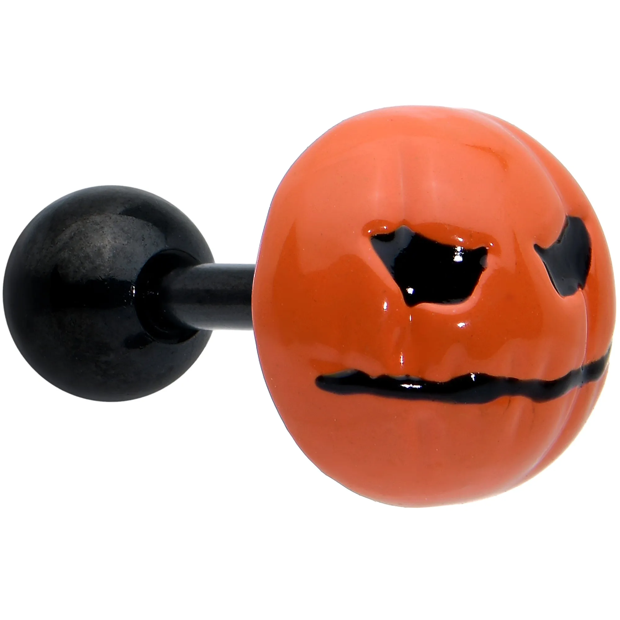 16 Gauge 1/4 Black Skull Pumpkin Cartilage Tragus Earring Set of 3