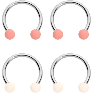 16 Gauge 3/8 Peaches Cream Matte Horseshoe Circular Barbell Set of 4