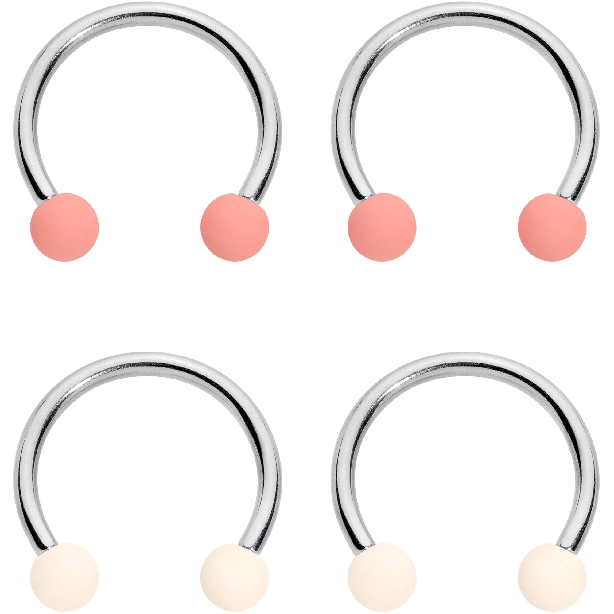16 Gauge 3/8 Peaches Cream Matte Horseshoe Circular Barbell Set of 4