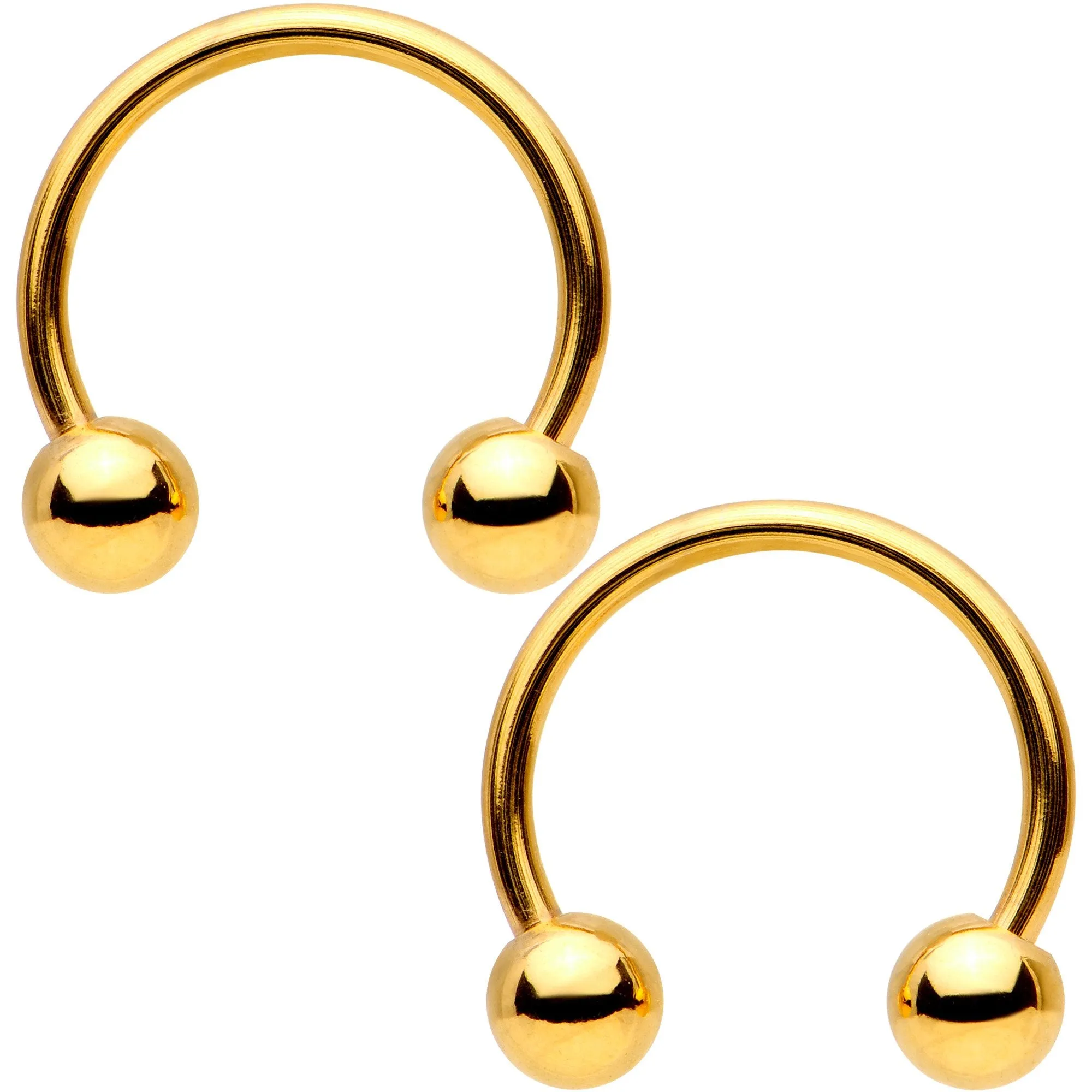 16 Gauge 3/8 Rainbow Black Gold Tone PVD Pack Set of 8 Horseshoe Barbells