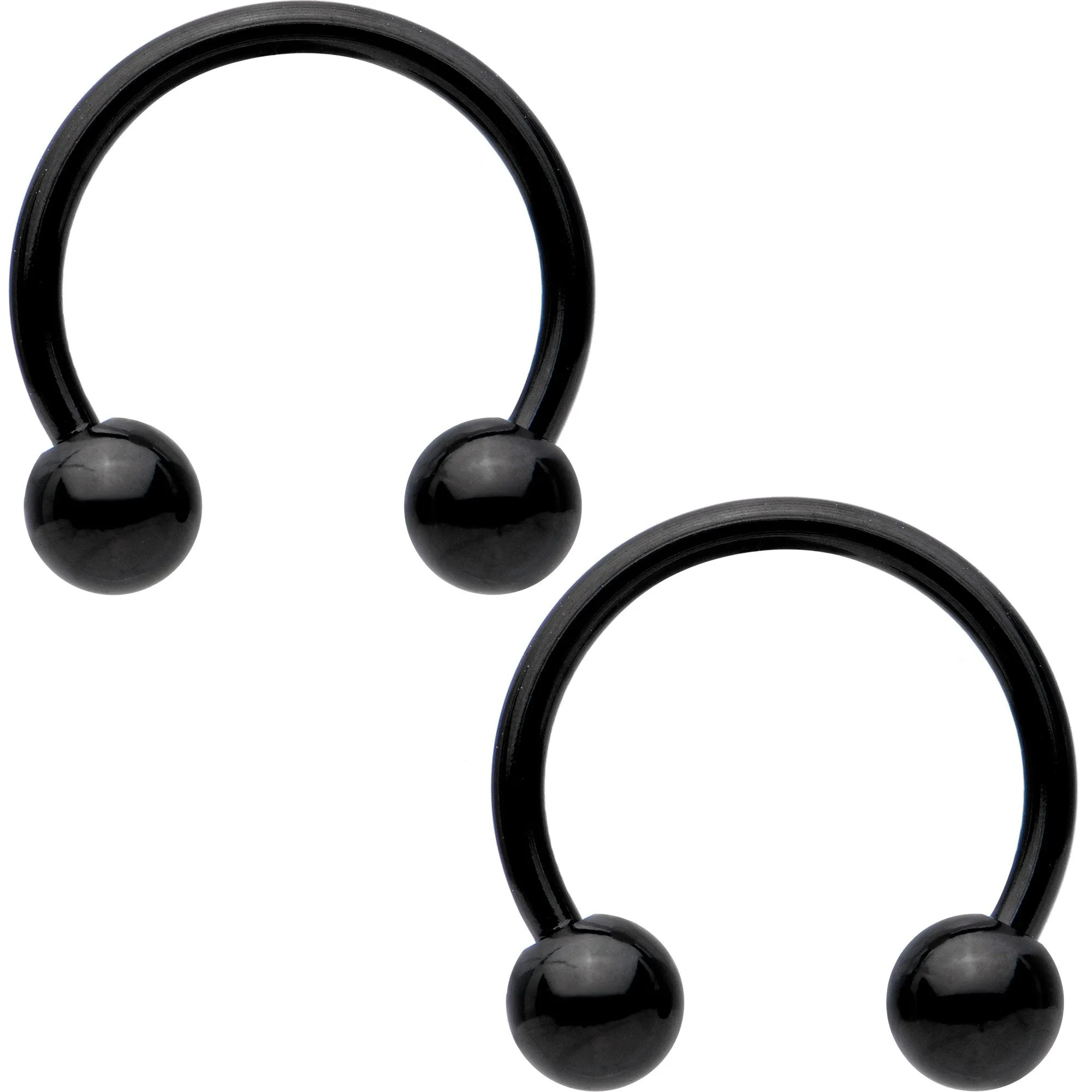 16 Gauge 3/8 Rainbow Black Gold Tone PVD Pack Set of 8 Horseshoe Barbells