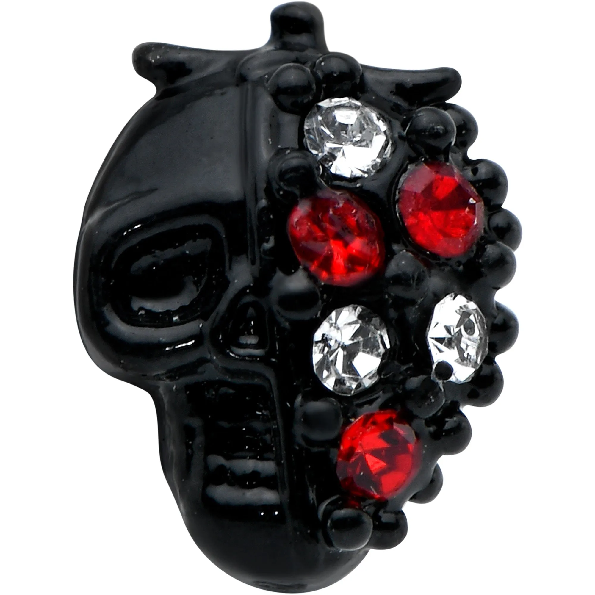 16 Gauge 5/16 Red Clear Gem Black Skull Halloween Labret Monroe Tragus