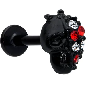 16 Gauge 5/16 Red Clear Gem Black Skull Halloween Labret Monroe Tragus