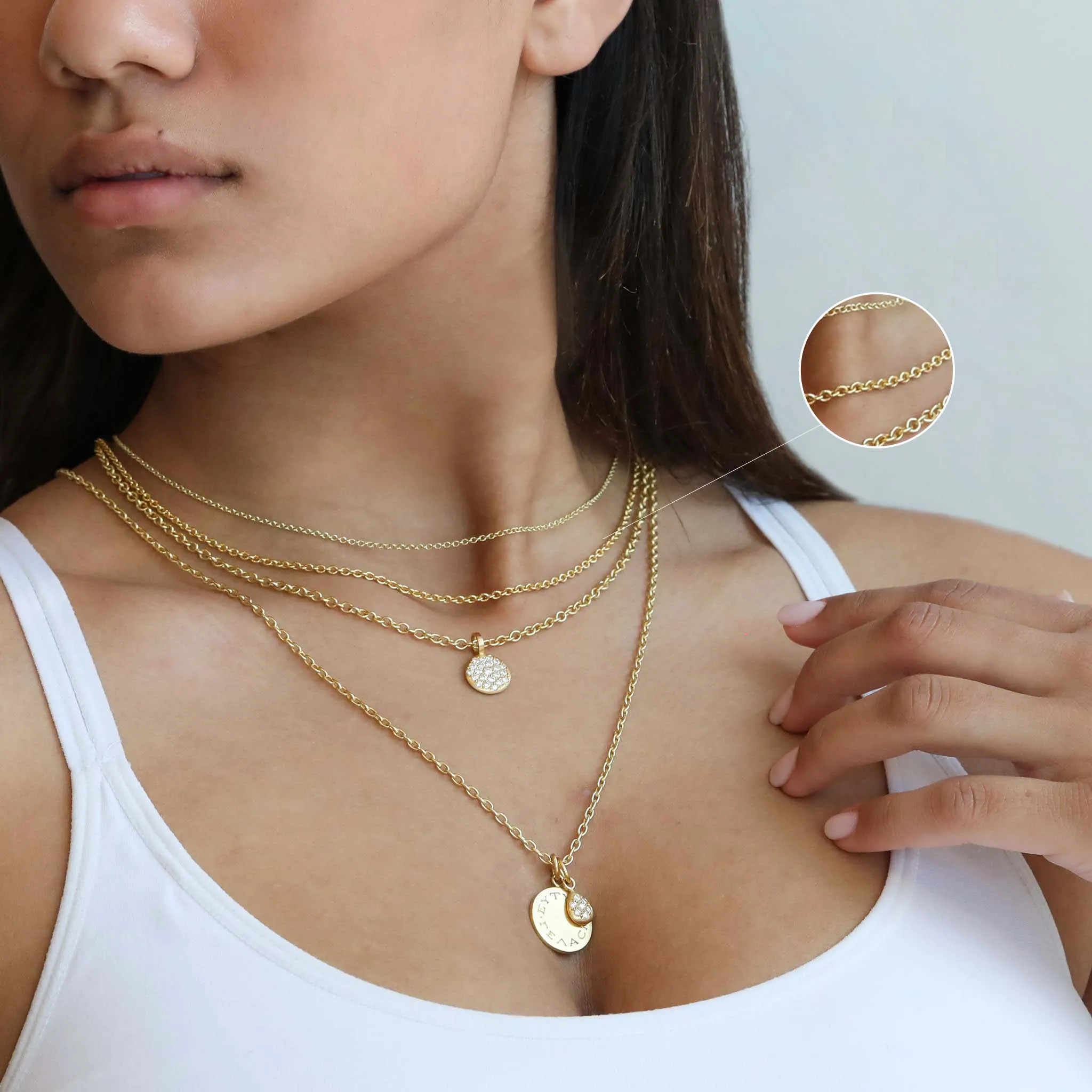 18K Gold Medium Weight Cable Chain in 22-24"