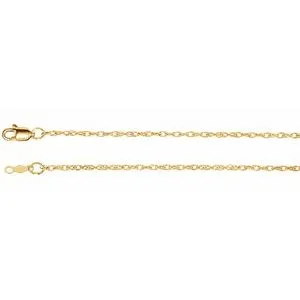 18K Yellow 1.5 mm Solid Rope 18" Chain with Lobster Clasp
