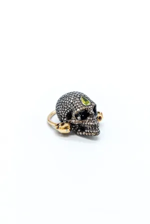 18K Yellow Gold Crazy Skull Ring