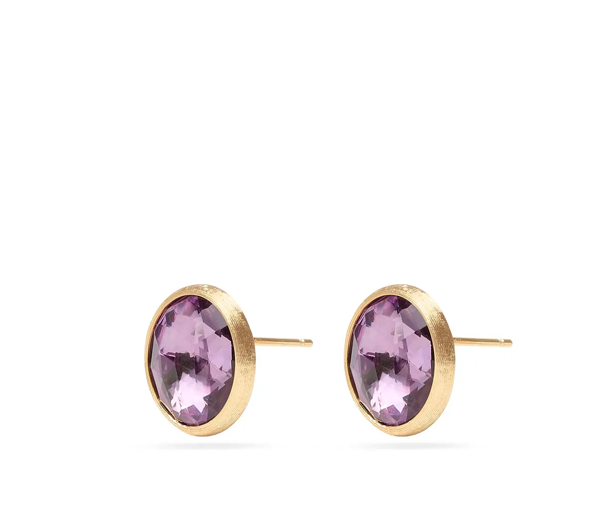 18K Yellow Gold Gemstone Stud Large Earrings