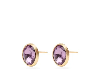 18K Yellow Gold Gemstone Stud Large Earrings