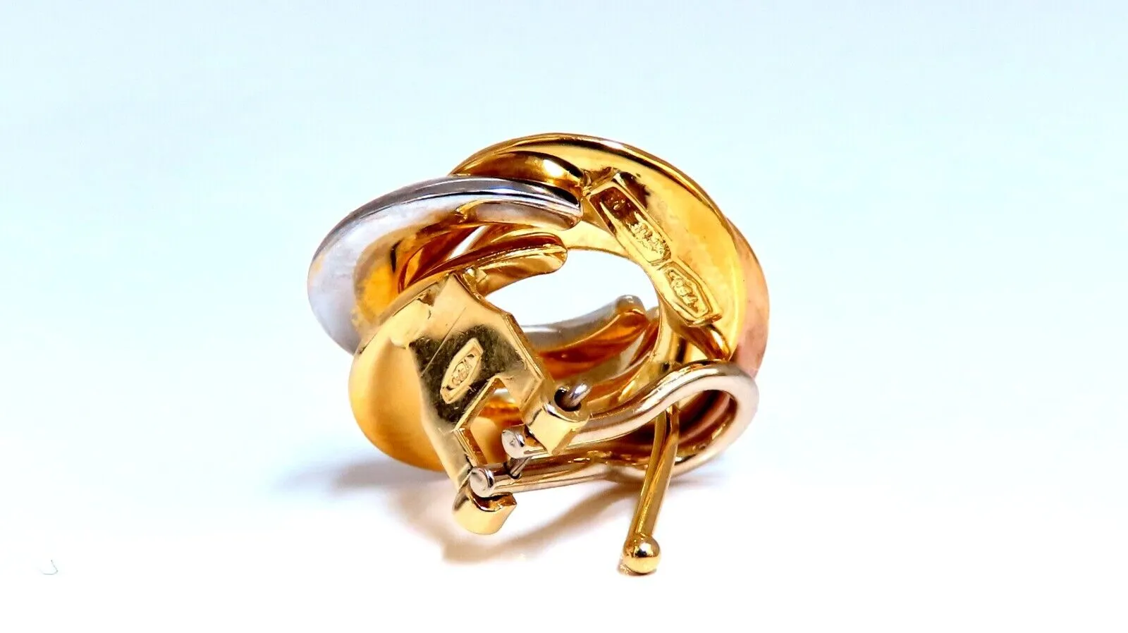 18kt Gold Tri-color Circular Clip Earrings