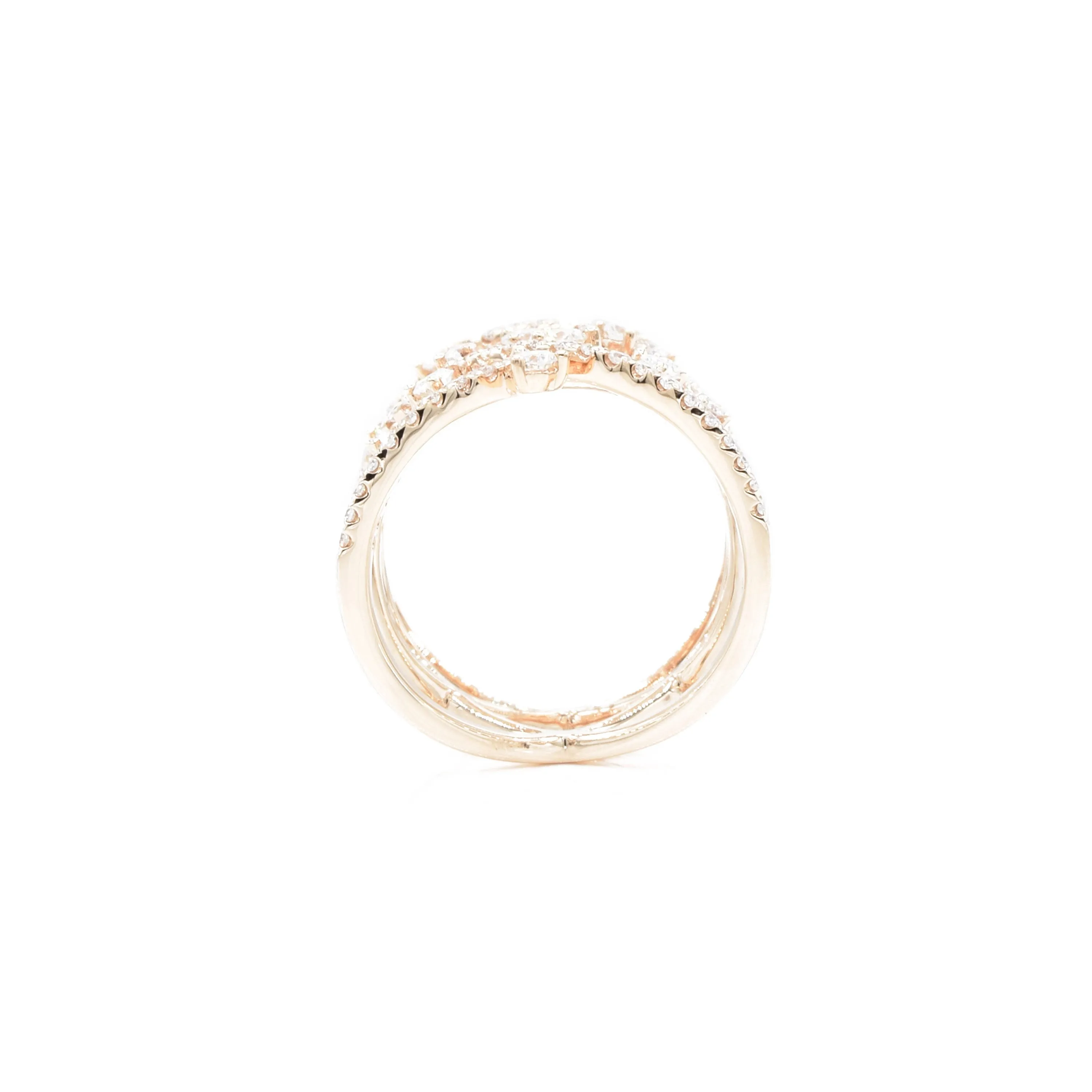18KT Rose Gold And Diamond Criss-Cross Ring