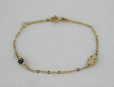 18KY Evil-Eye & Girl Charm Bracelet