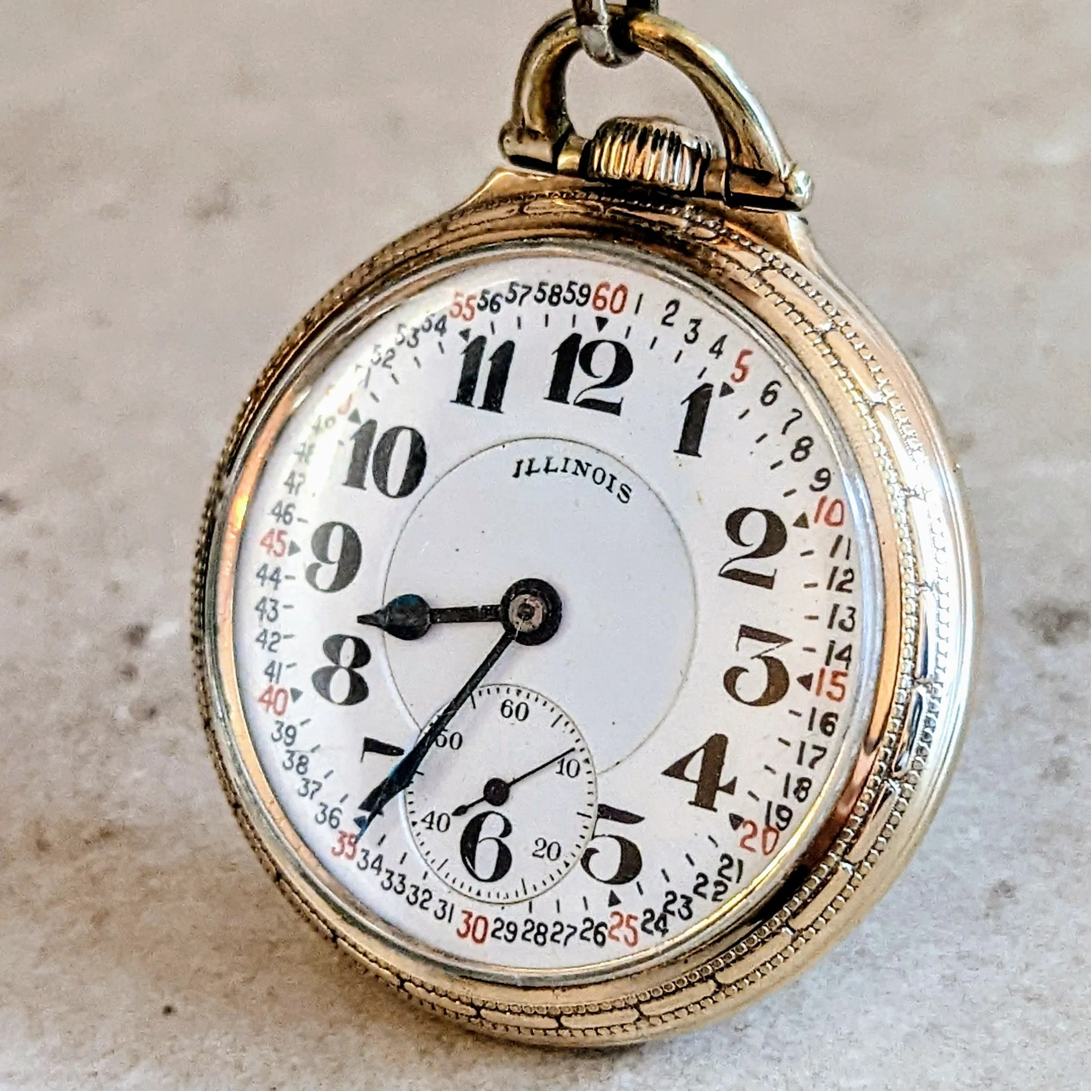 1918 Illinois Bunn Special Pocket Watch Railroad Grade Model 9 Size 16s 21J 6 ADJs