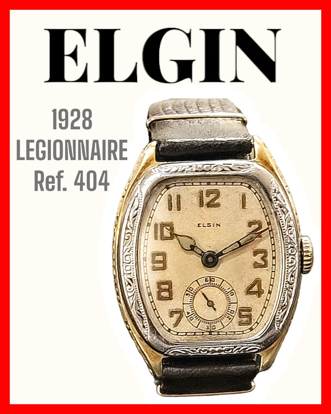 1928 ELGIN Legionnaire Series Art Deco Wristwatch Grade 485 Size 4/0s 7J USA Watch