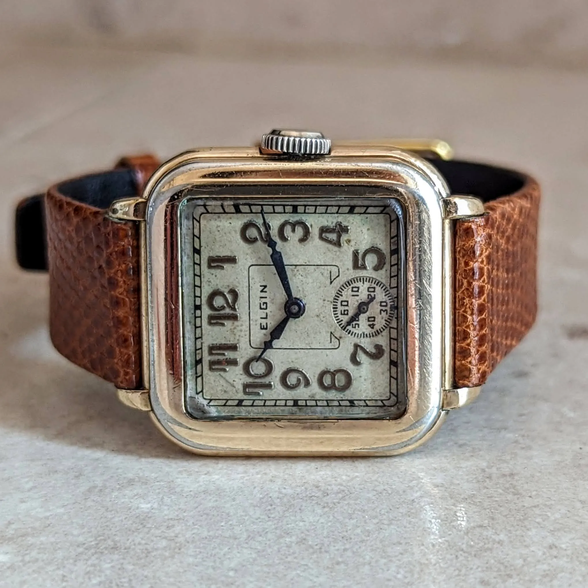 1930 ELGIN Wristwatch 15 Jewels Grade 428 Art Deco 14K GF U.S.A. Vintage Watch