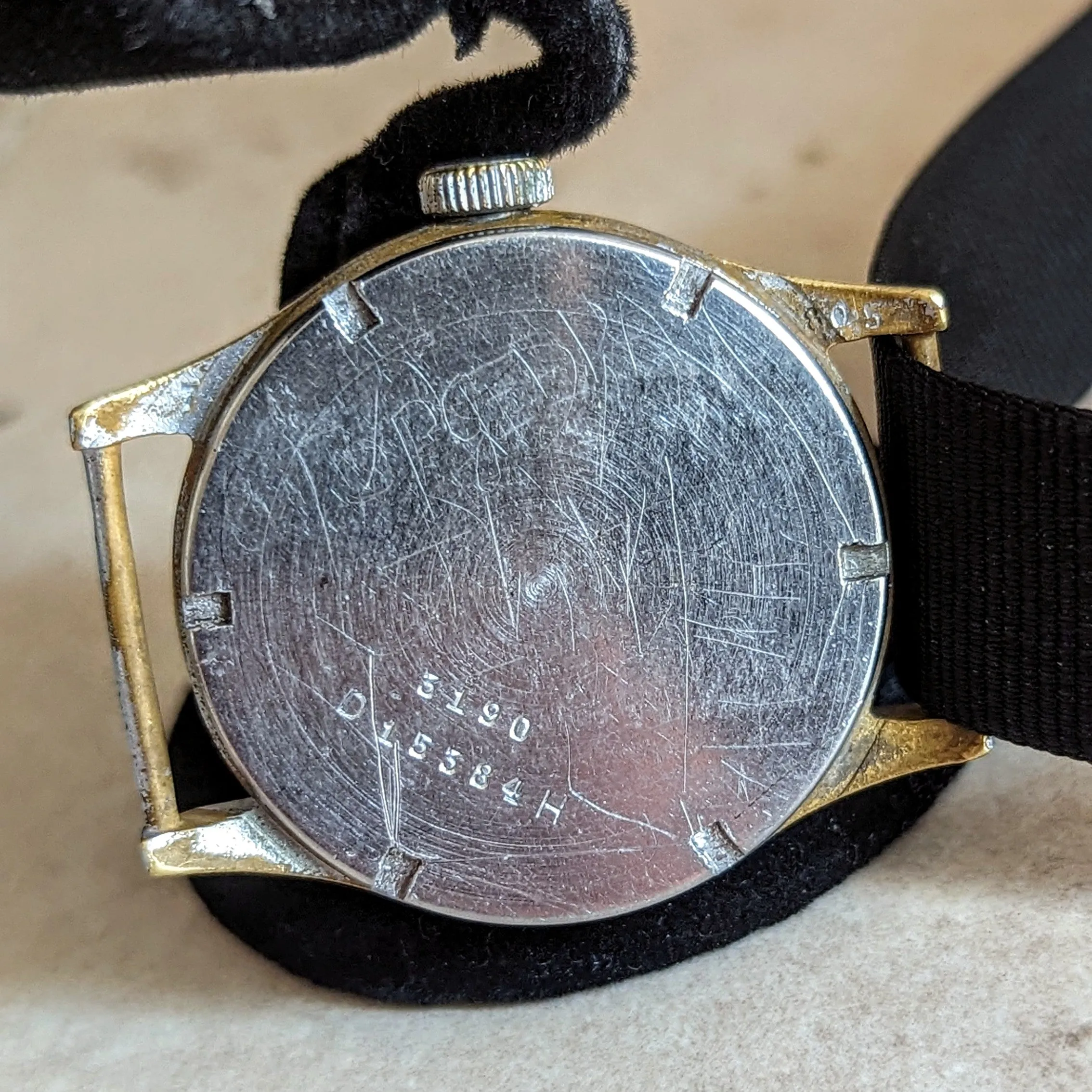 1942 HELVETIA German Army DH Watch Ref. 3190 15 Jewels WWII Wristwatch 34mm