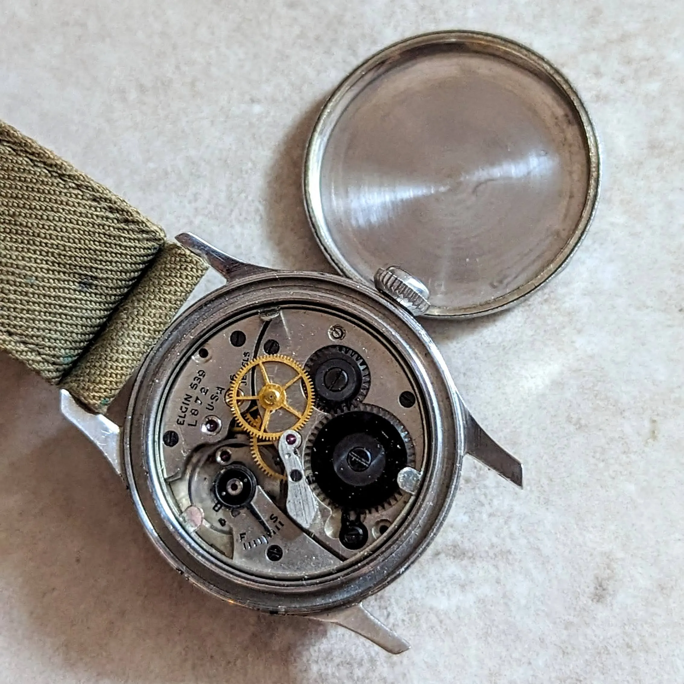1945 ELGIN WWII Military Watch Ref. 6608 Grade 539 U.S.A. Service Watch