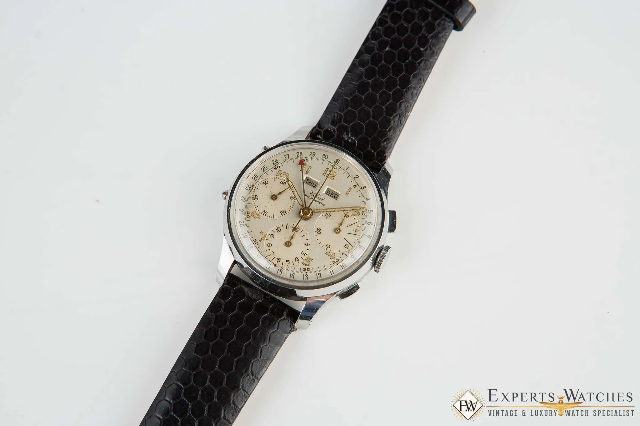 1950 Vintage Kelbert Valjoux 72C Triple Date Calendar Chronograph Serviced Watch