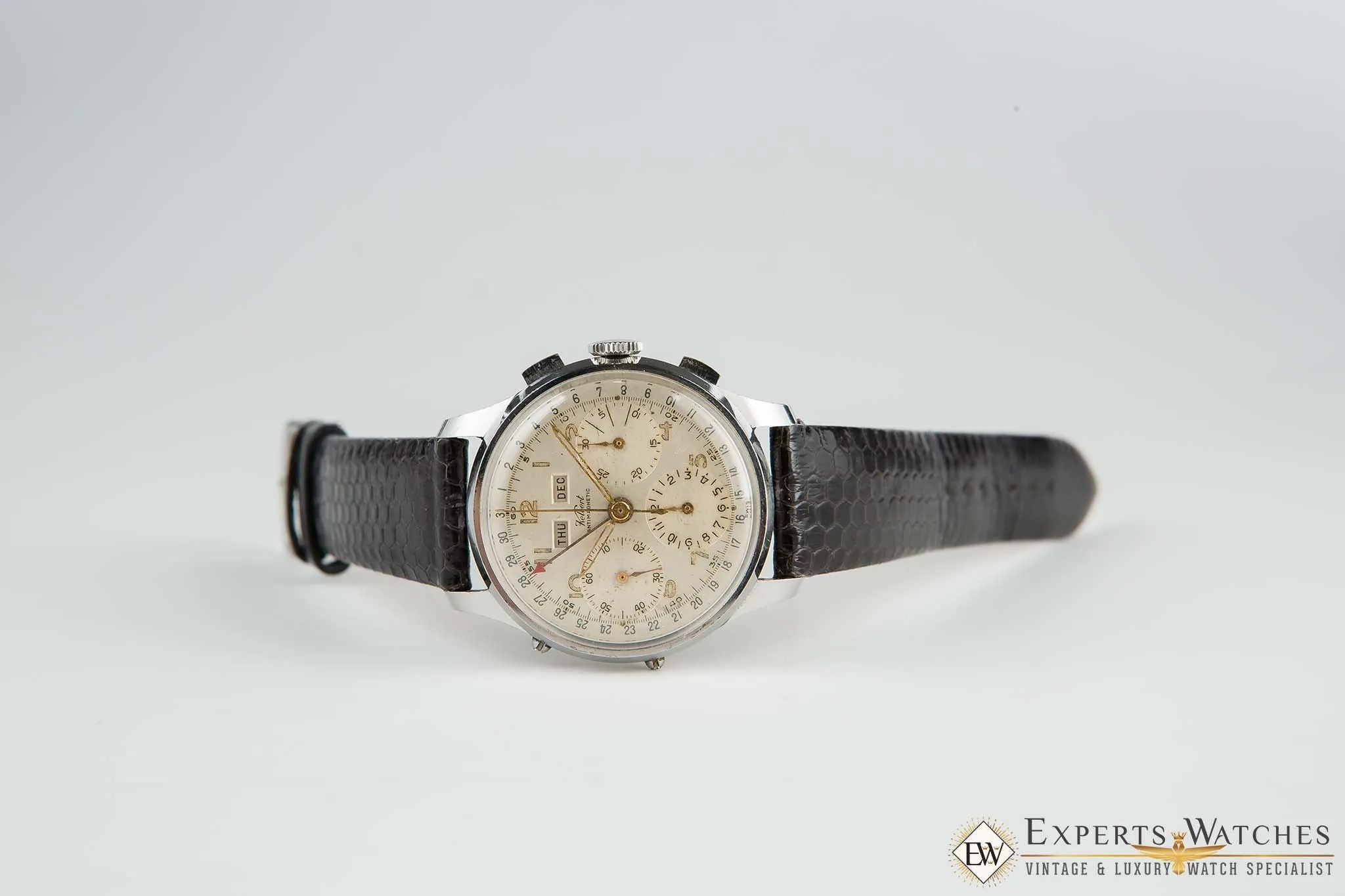 1950 Vintage Kelbert Valjoux 72C Triple Date Calendar Chronograph Serviced Watch