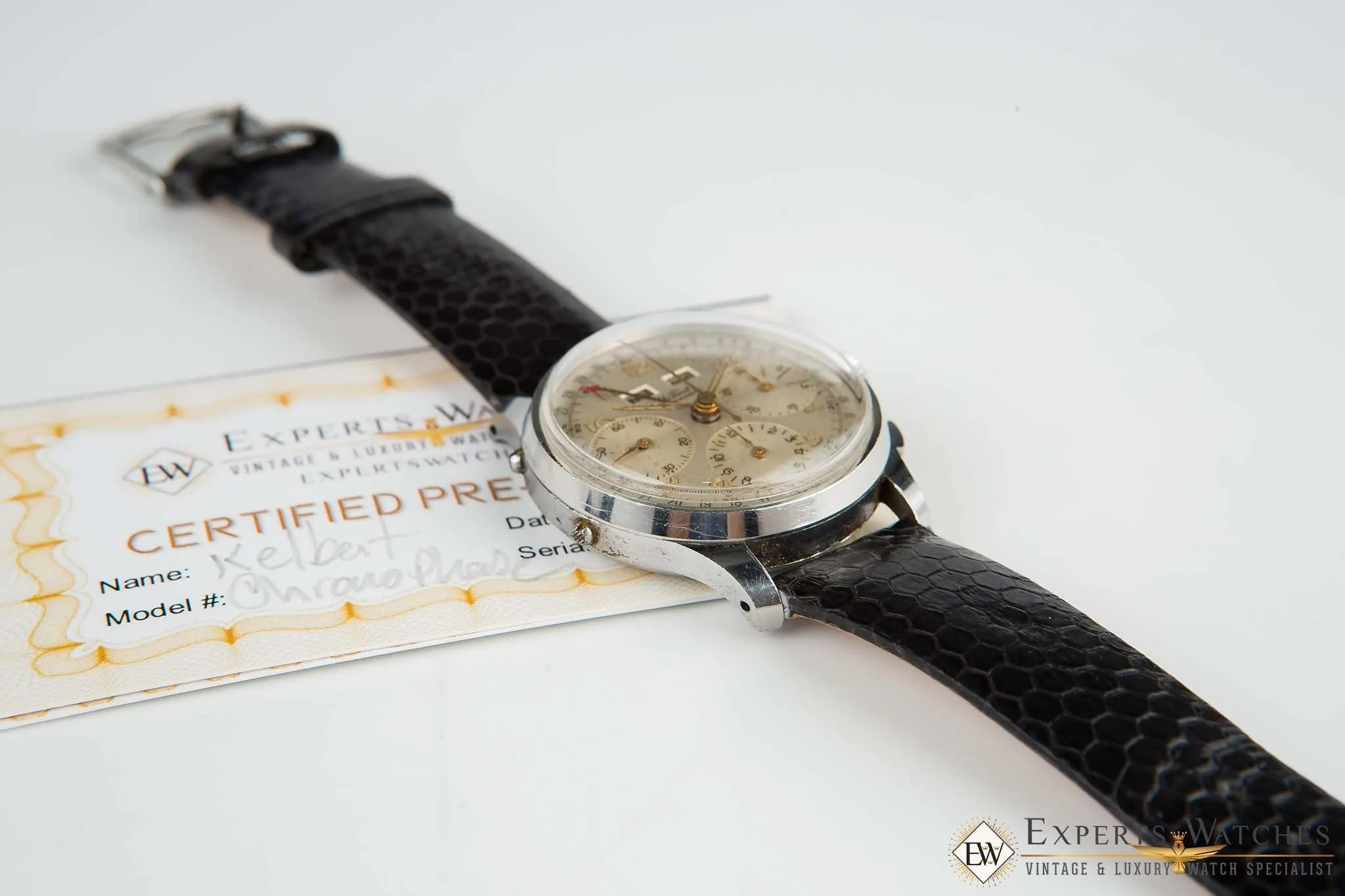 1950 Vintage Kelbert Valjoux 72C Triple Date Calendar Chronograph Serviced Watch