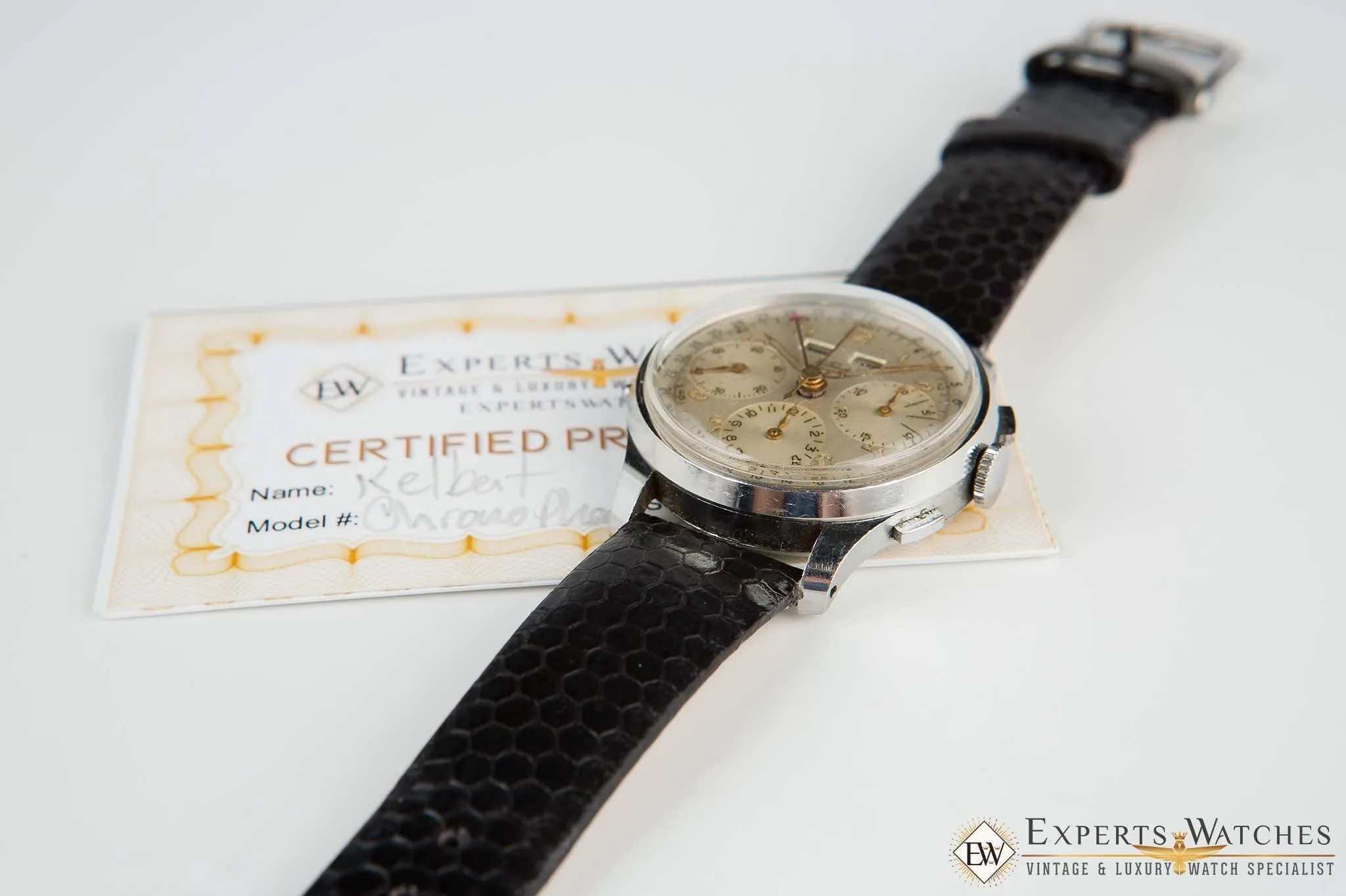 1950 Vintage Kelbert Valjoux 72C Triple Date Calendar Chronograph Serviced Watch
