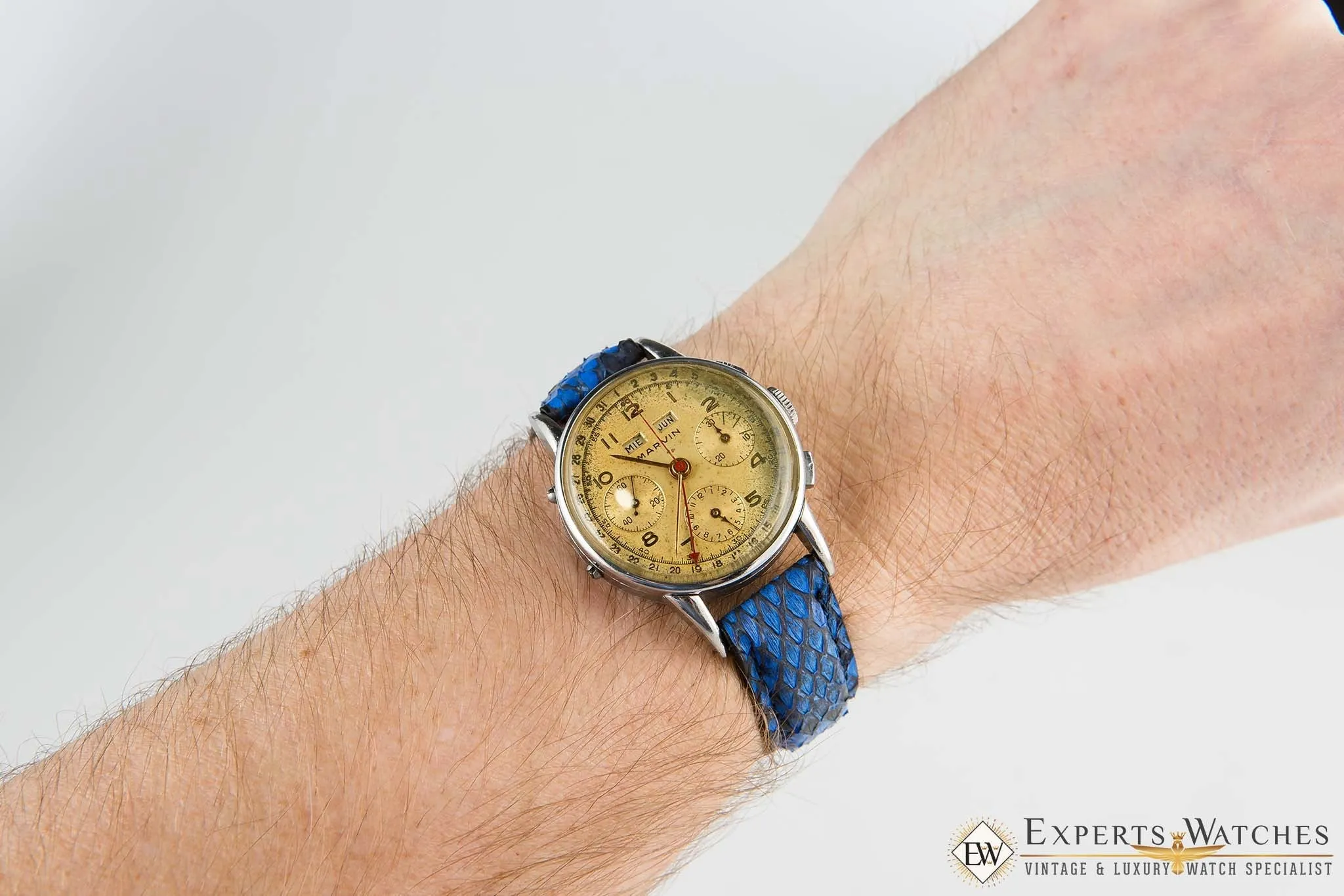 1950s Serviced Vintage Marvin Tropical Valjoux 72C Triple Date Chronograph Watch
