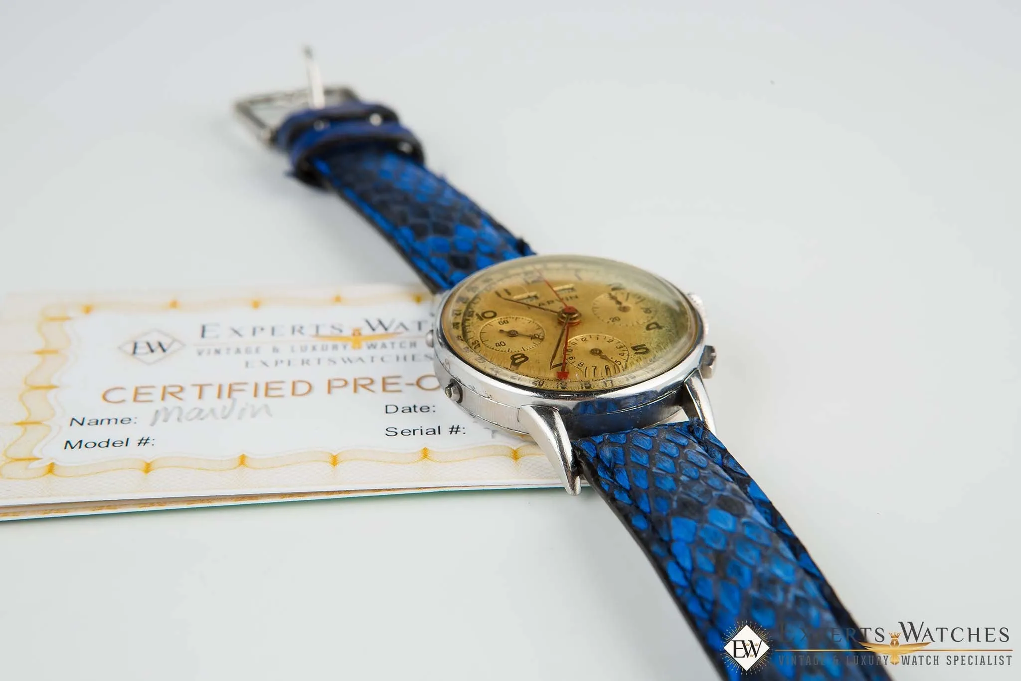 1950s Serviced Vintage Marvin Tropical Valjoux 72C Triple Date Chronograph Watch