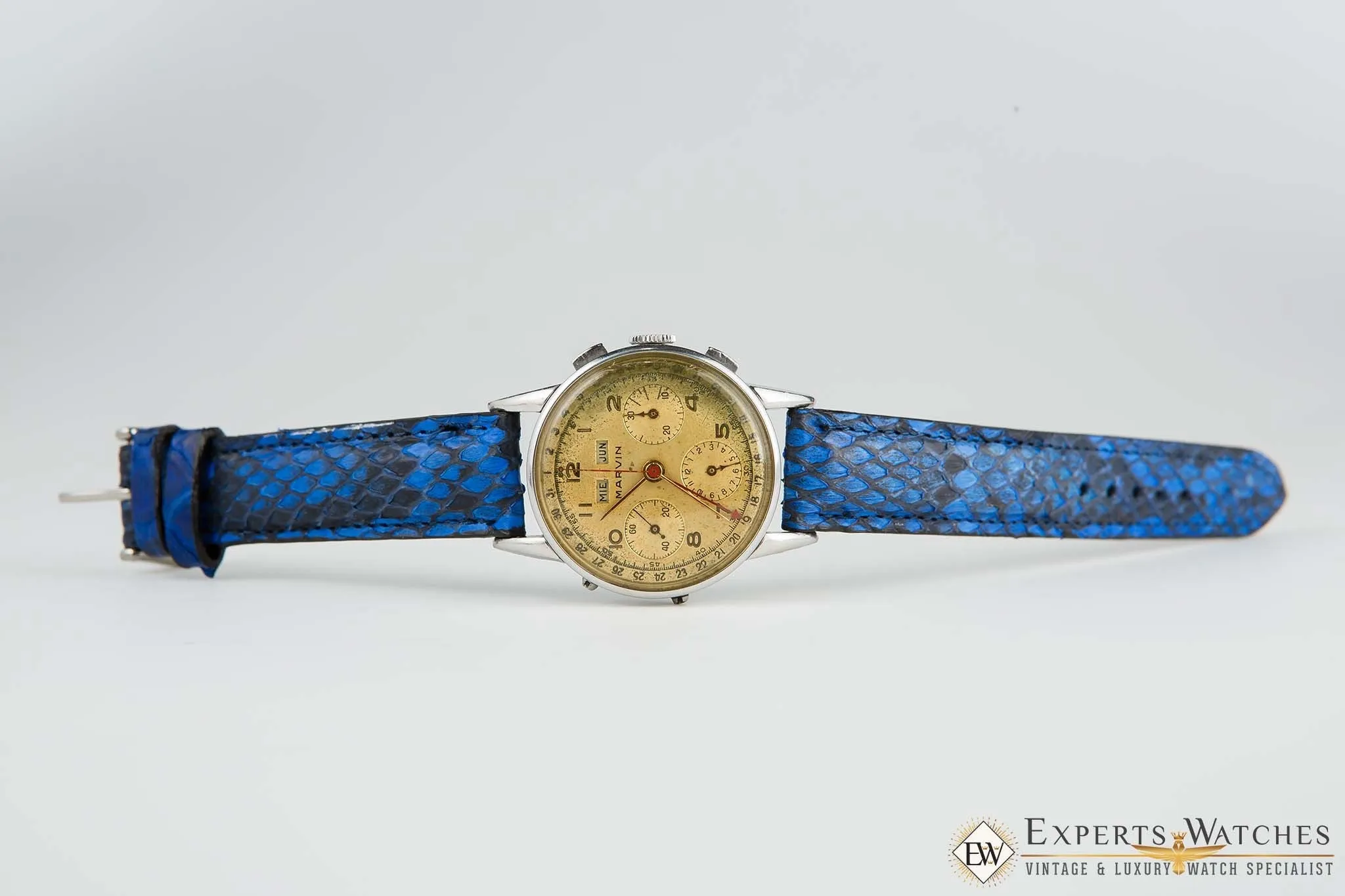 1950s Serviced Vintage Marvin Tropical Valjoux 72C Triple Date Chronograph Watch