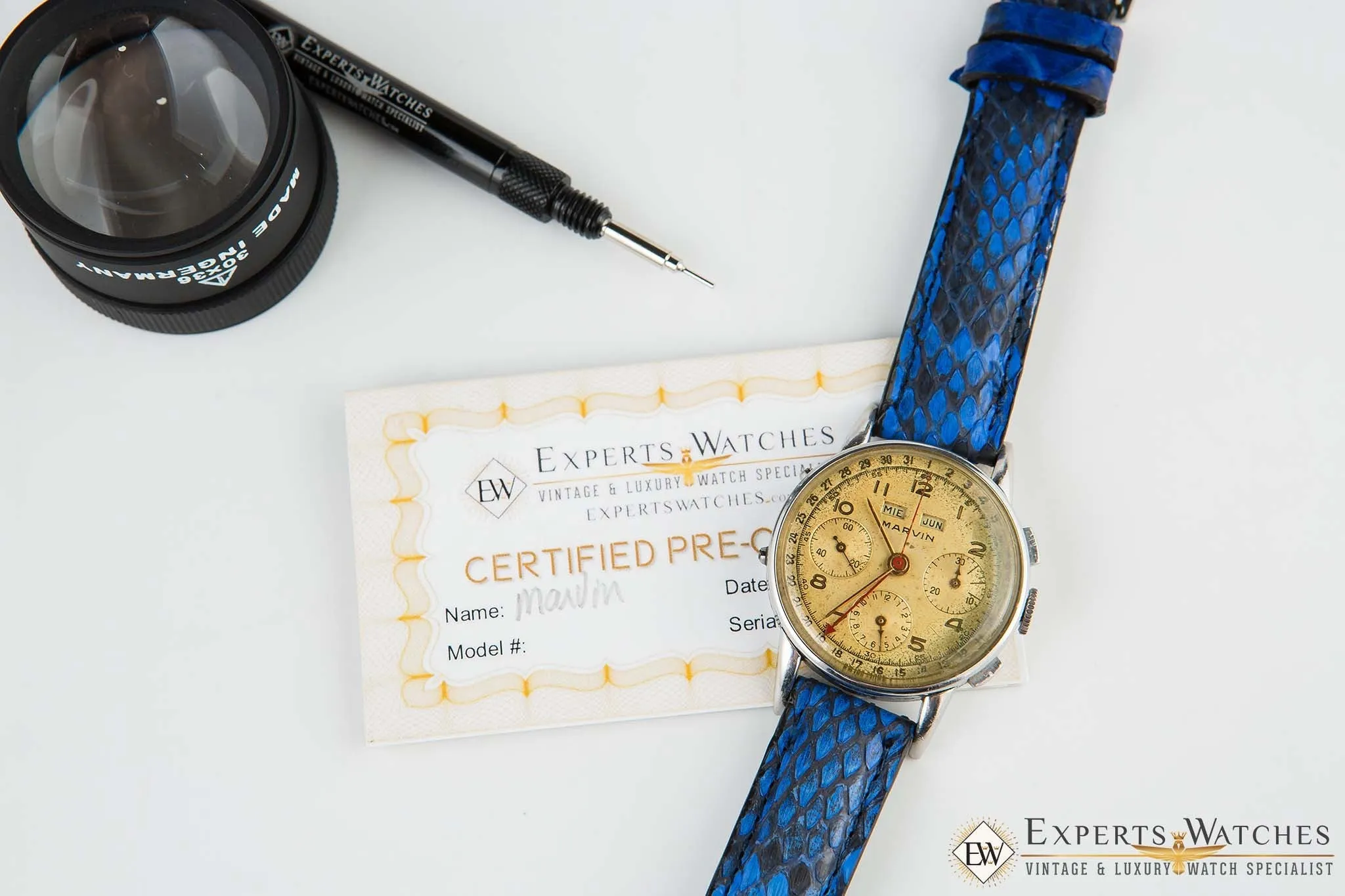 1950s Serviced Vintage Marvin Tropical Valjoux 72C Triple Date Chronograph Watch