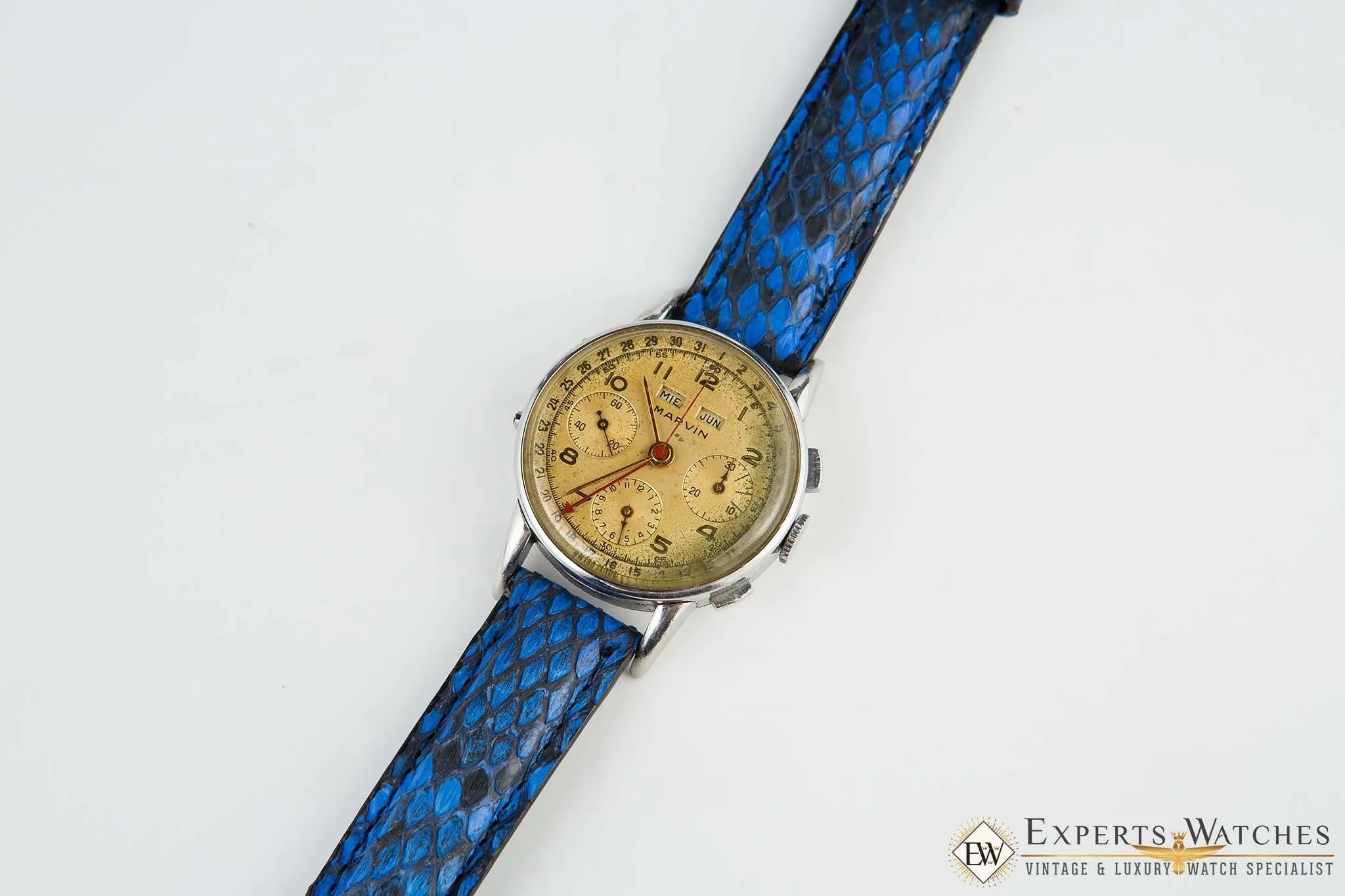 1950s Serviced Vintage Marvin Tropical Valjoux 72C Triple Date Chronograph Watch