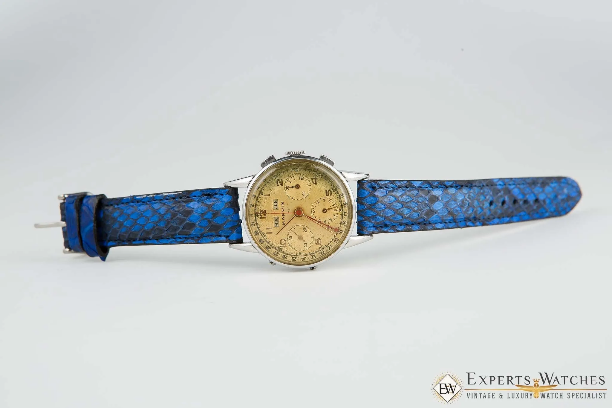 1950s Serviced Vintage Marvin Tropical Valjoux 72C Triple Date Chronograph Watch