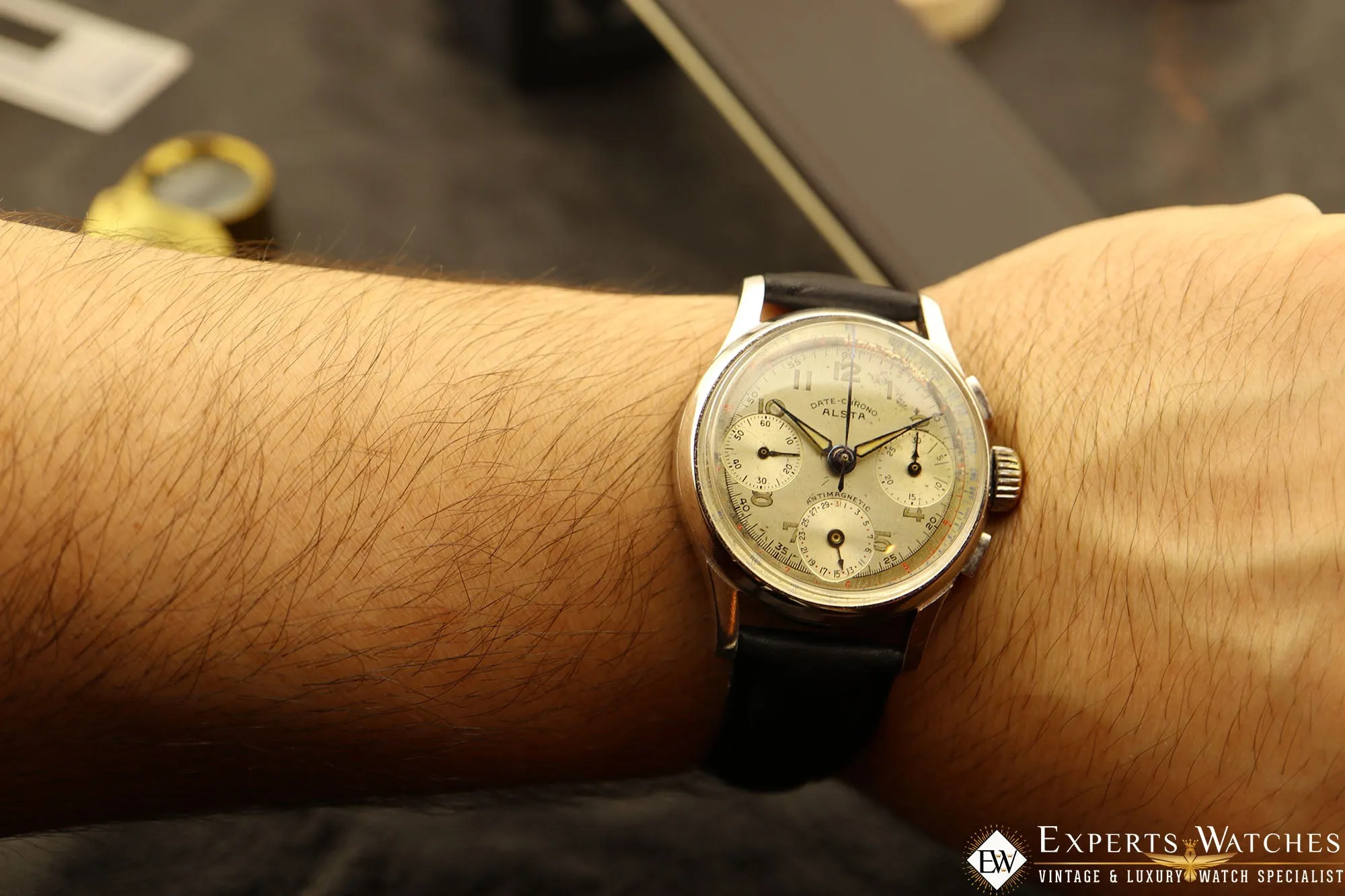 1950's Vintage Alsta Date-Chrono Watch Chronograph Landeron 159