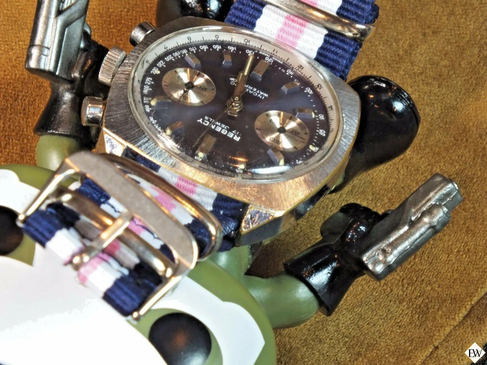 1960's Vintage Regency Chronograph Landeron 248 Sunburst Blue Panda Racing Watch