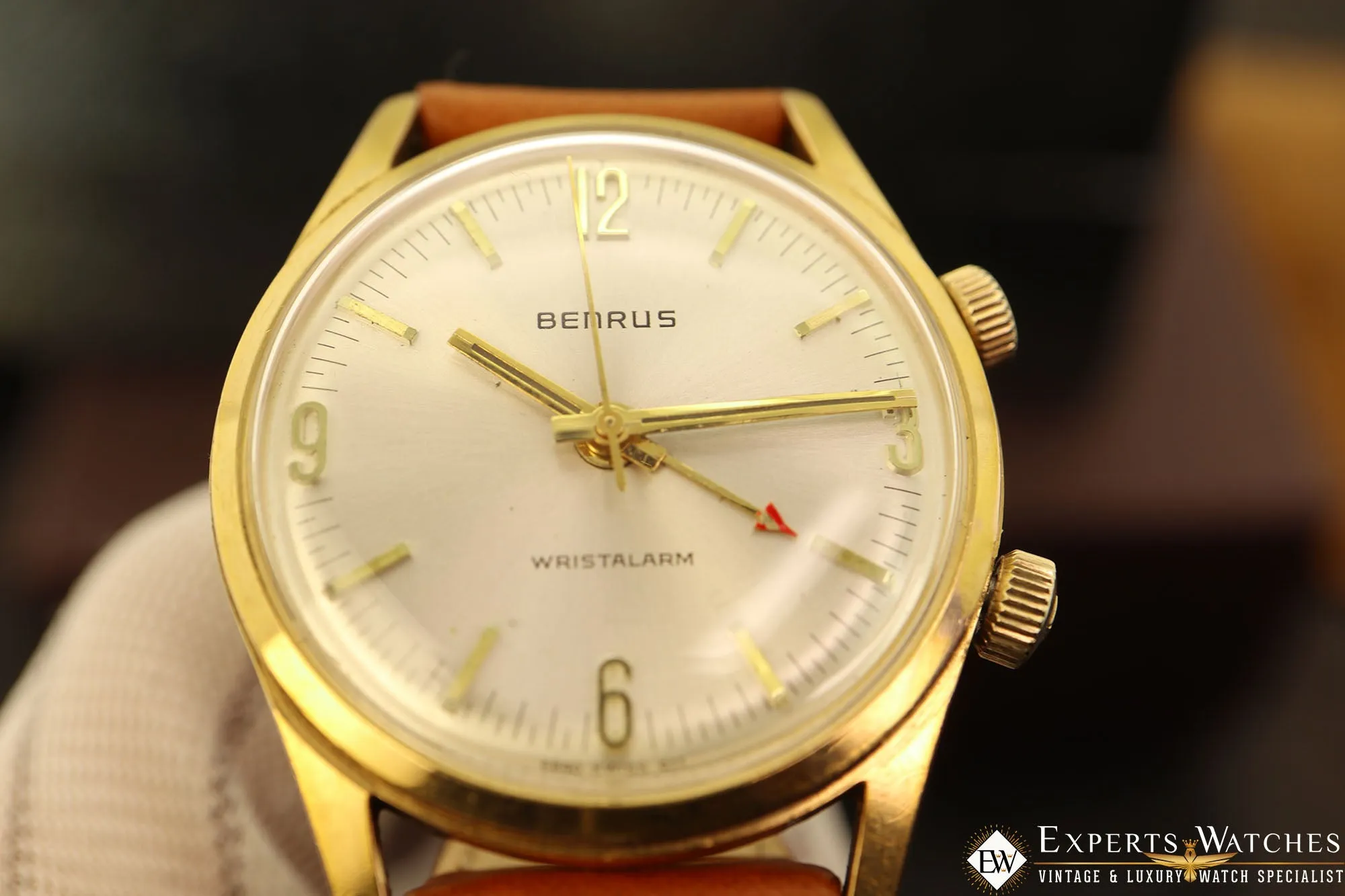 1960's Vintage Serviced Benrus Wrist Alarm Manual Gold Fill SunBurst Dial Watch
