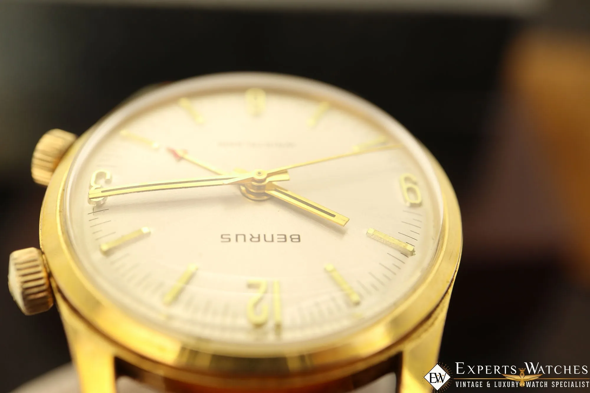 1960's Vintage Serviced Benrus Wrist Alarm Manual Gold Fill SunBurst Dial Watch