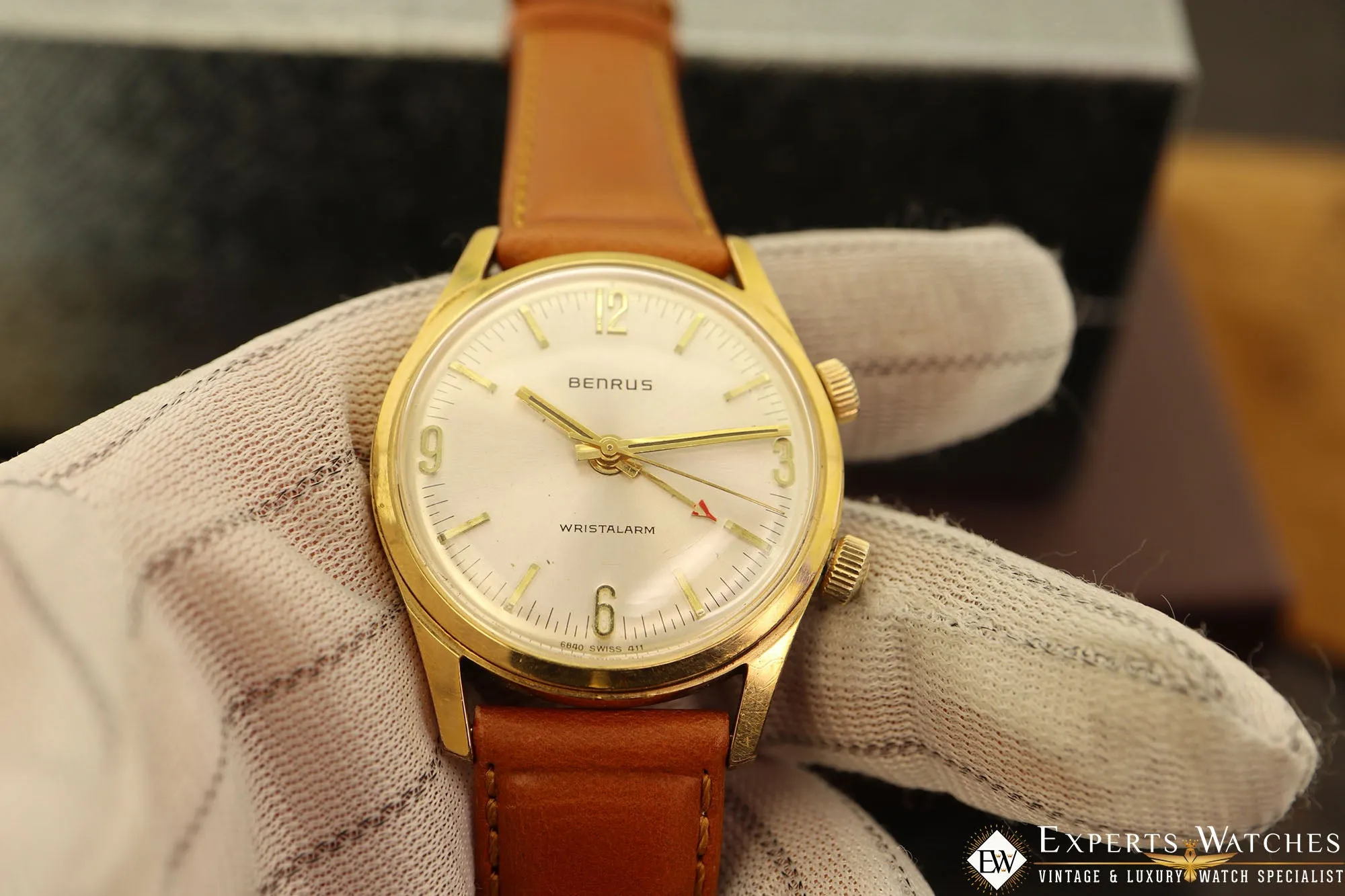 1960's Vintage Serviced Benrus Wrist Alarm Manual Gold Fill SunBurst Dial Watch