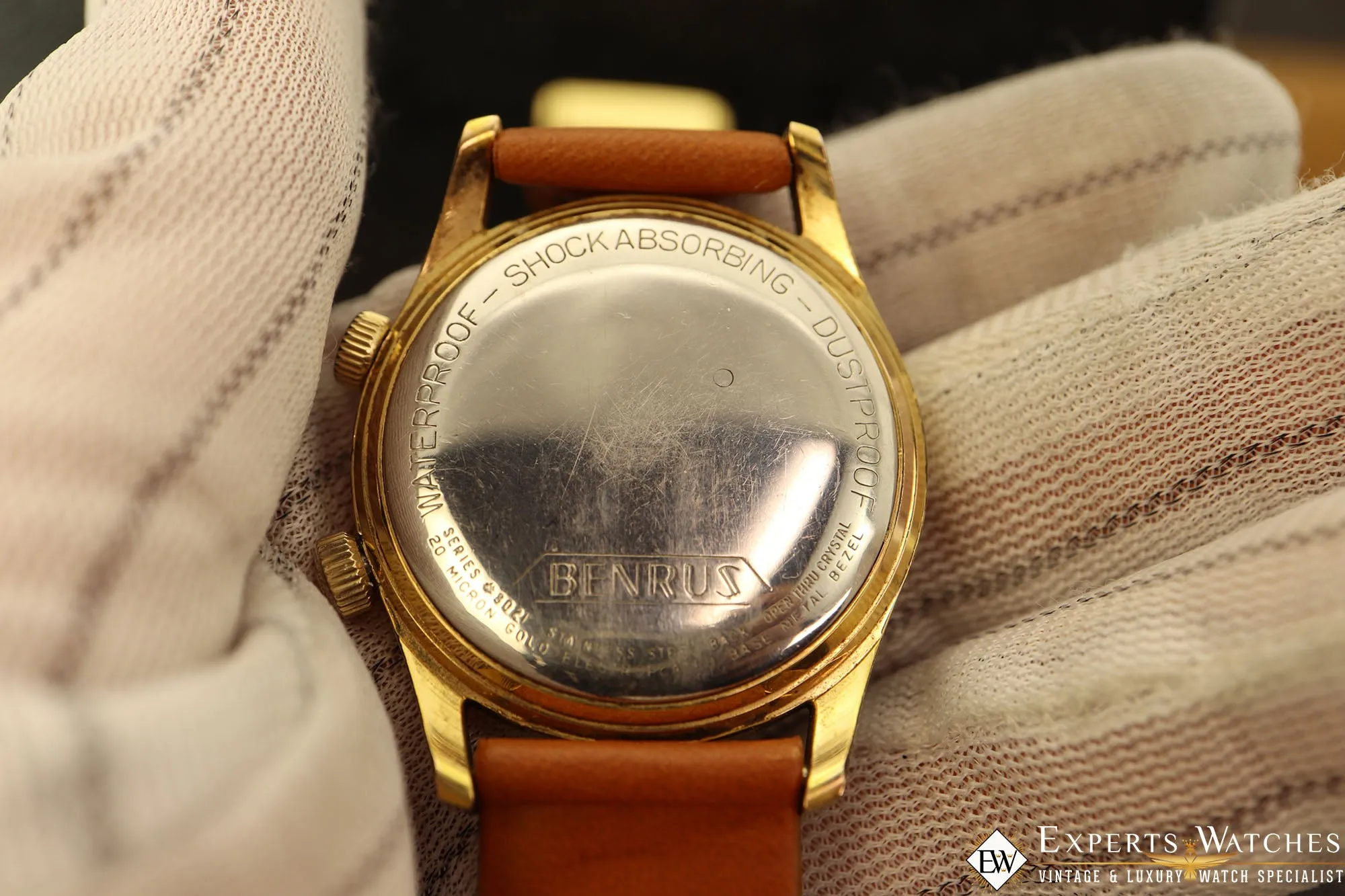 1960's Vintage Serviced Benrus Wrist Alarm Manual Gold Fill SunBurst Dial Watch