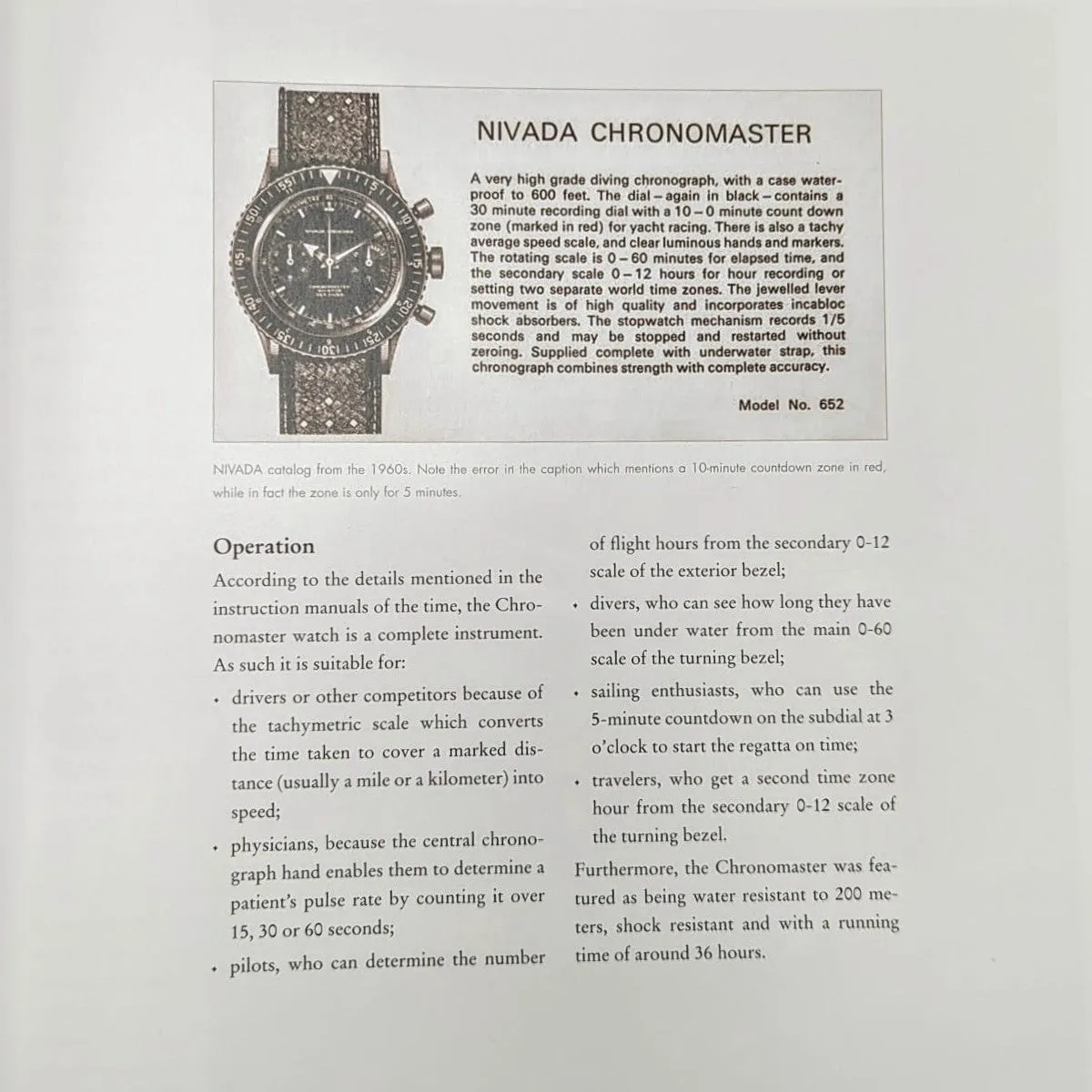 1961 CROTON Nivada Grenchen Chronograph Aviator Sea Diver Watch Venus 210 Chronomaster Wristwatch